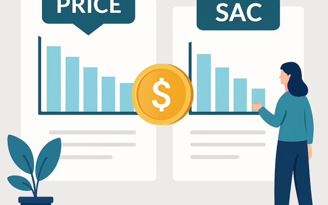 Simulador de financiamento: PRICE x SAC — qual tabela sai mais barata?